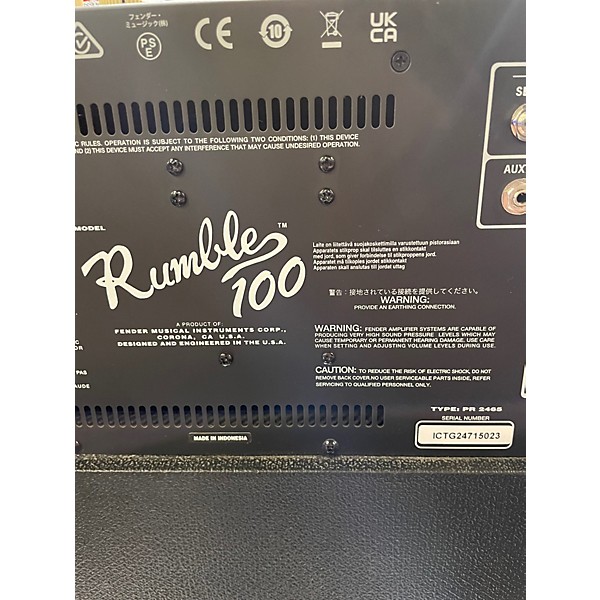 Used Fender Rumble 100 1x15 100W Bass Combo Amp
