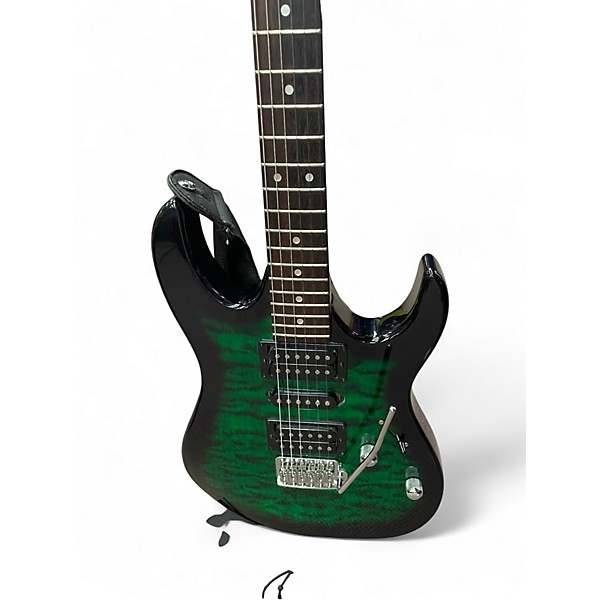 Used Ibanez GRX70QA Transparent Green Burst Solid Body Electric Guitar