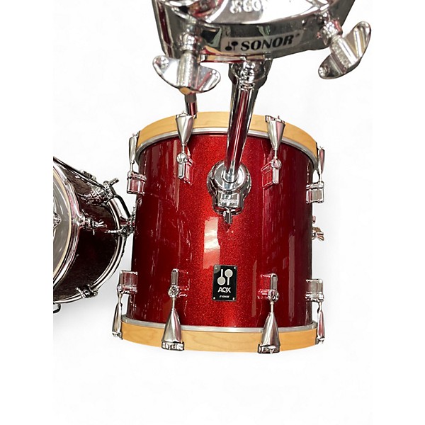 Used SONOR 4 Piece AQX Micro 4-Piece Drum Shell Pack red moon sparkle Drum Kit