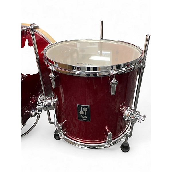 Used SONOR 4 Piece AQX Micro 4-Piece Drum Shell Pack red moon sparkle Drum Kit