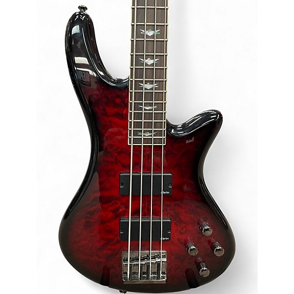 Used Schecter Guitar Research Omen 4 String Black Cherry Electric Bass Guitar