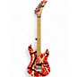 Used 2021 EVH Striped Series 5150 Red with Black and White Stripes Solid Body Electric Guitar thumbnail