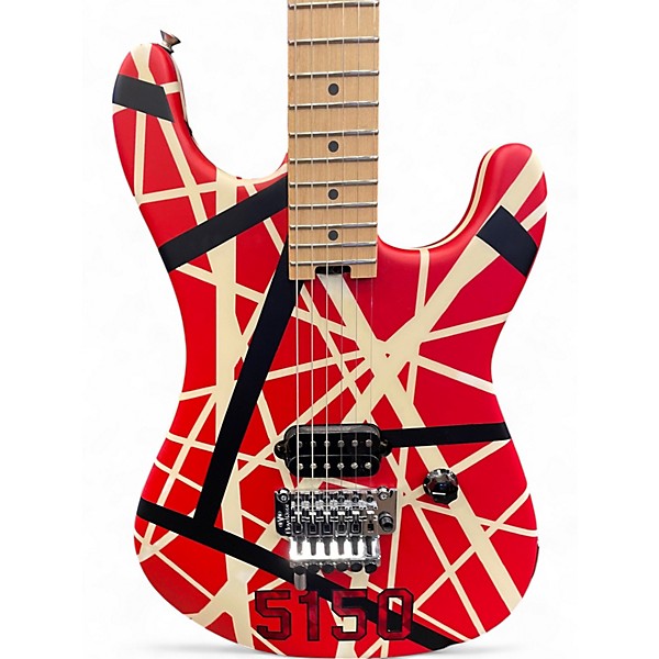 Used 2021 EVH Striped Series 5150 Red with Black and White Stripes Solid Body Electric Guitar