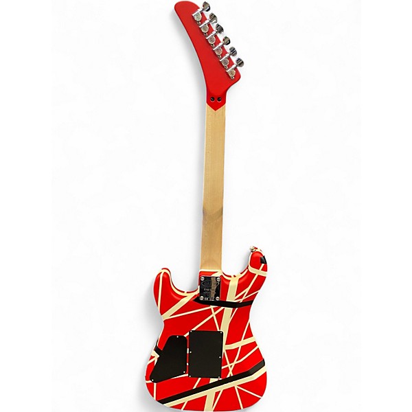 Used 2021 EVH Striped Series 5150 Red with Black and White Stripes Solid Body Electric Guitar