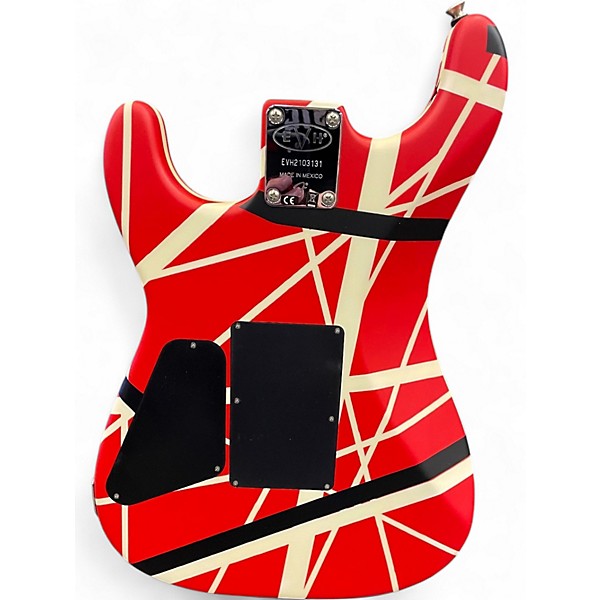 Used 2021 EVH Striped Series 5150 Red with Black and White Stripes Solid Body Electric Guitar