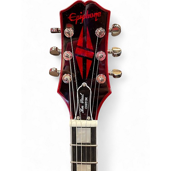 Used 2025 Epiphone Les Paul Custom Red Solid Body Electric Guitar
