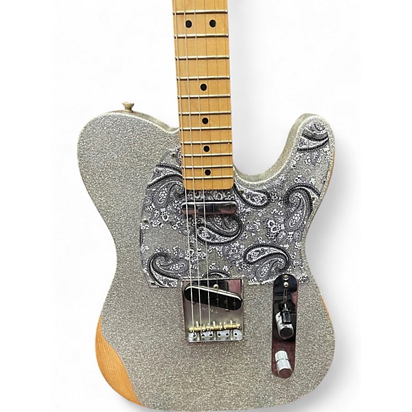 Used Fender Brad Paisley Road Worn Telecaster Silver Sparkle Solid Body Electric Guitar