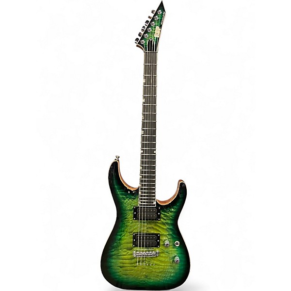 Used 2025 ESP USA HORIZON II DARK LIME SUNBURST Solid Body Electric Guitar