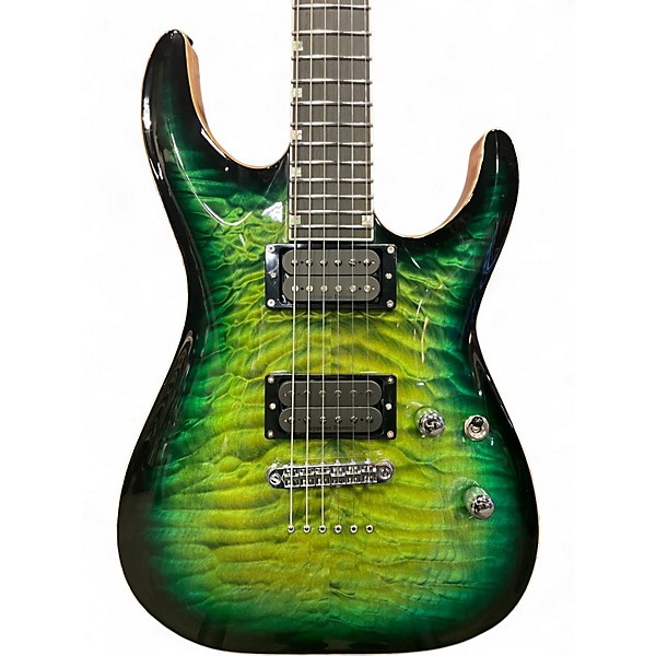 Used 2025 ESP USA HORIZON II DARK LIME SUNBURST Solid Body Electric Guitar