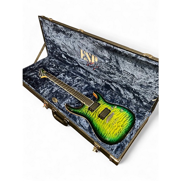 Used 2025 ESP USA HORIZON II DARK LIME SUNBURST Solid Body Electric Guitar