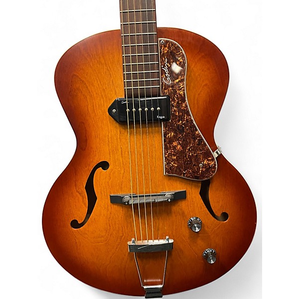 Used 2000s Godin 5th Avenue Kingpin P90 Sunburst Hollow Body Electric Guitar