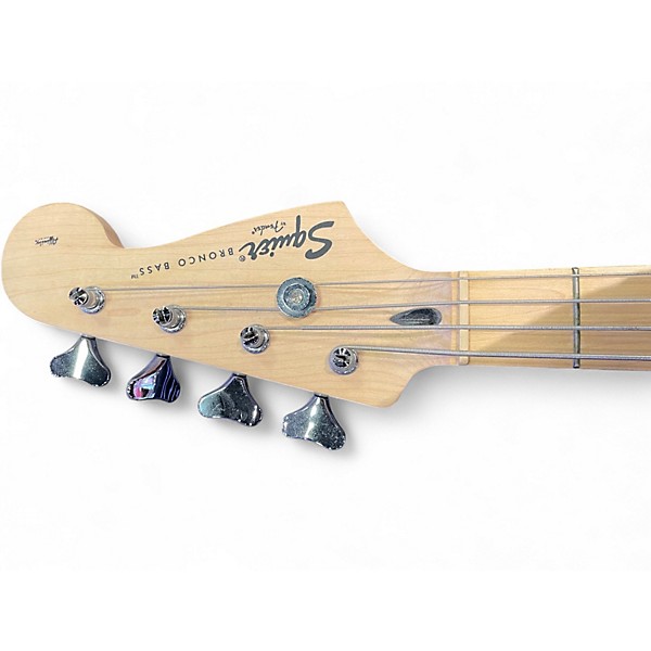 Used Squier Bronco Black and White Electric Bass Guitar