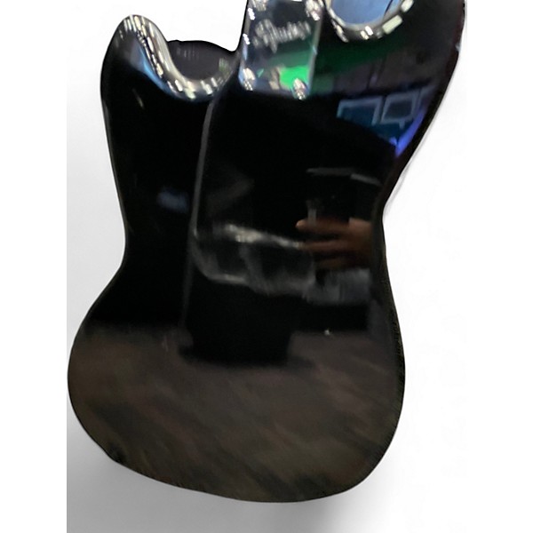 Used Squier Bronco Black and White Electric Bass Guitar