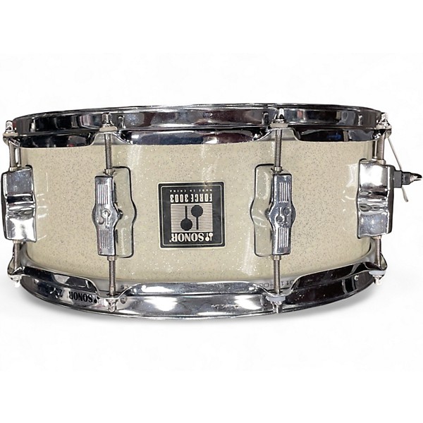 Used SONOR 14X5.5 FORCE 3003 SNARE White Sparkle Drum