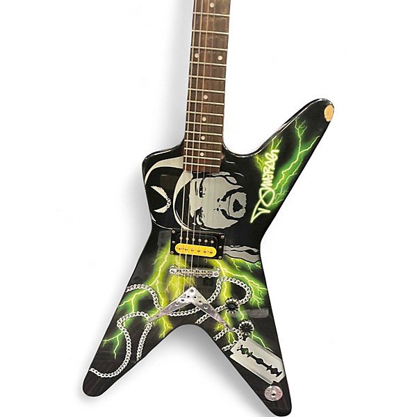 Used Dean DIME BLADE TRIBUTE Custom Black and Green Solid Body Electric Guitar
