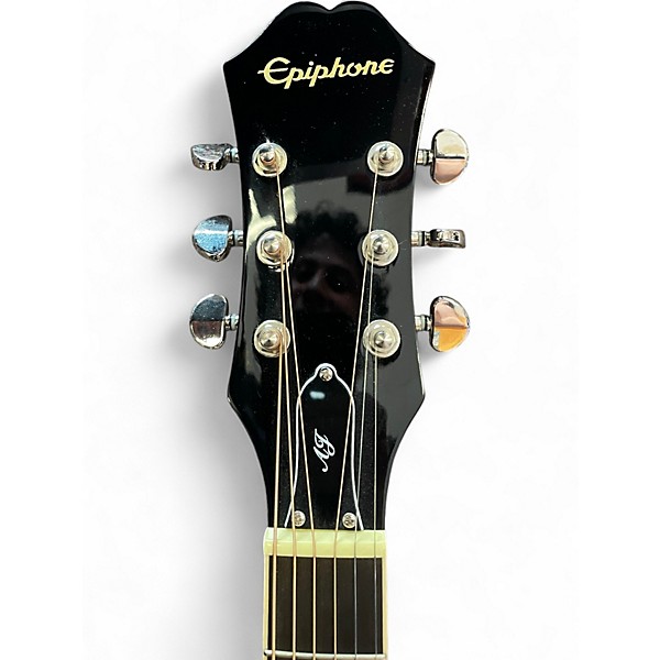 Used Epiphone AJ220SCE Black Acoustic Electric Guitar