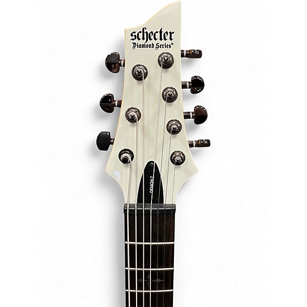 Used Schecter Guitar Research Demon 7 String White Solid Body Electric Guitar