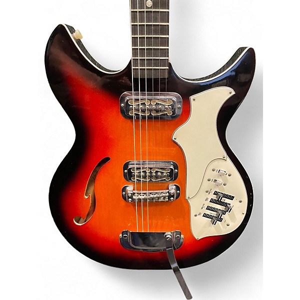Vintage 1969 Harmony Rebel H82 3 Color Sunburst Hollow Body Electric Guitar