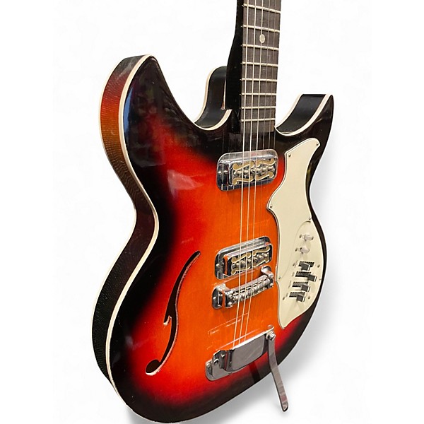 Vintage 1969 Harmony Rebel H82 3 Color Sunburst Hollow Body Electric Guitar