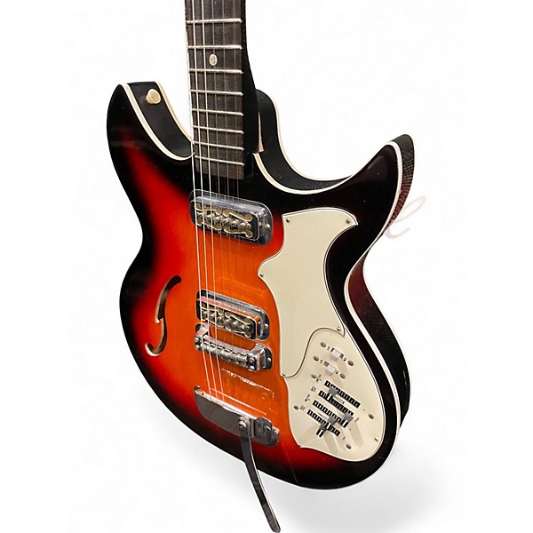Vintage 1969 Harmony Rebel H82 3 Color Sunburst Hollow Body Electric Guitar
