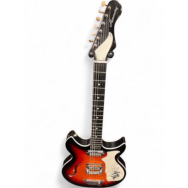 Vintage 1969 Harmony Rebel H82 3 Color Sunburst Hollow Body Electric Guitar