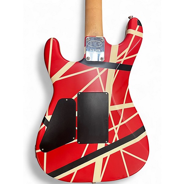 Used EVH Striped Series 5150 Red with Black and White Stripes Solid Body Electric Guitar