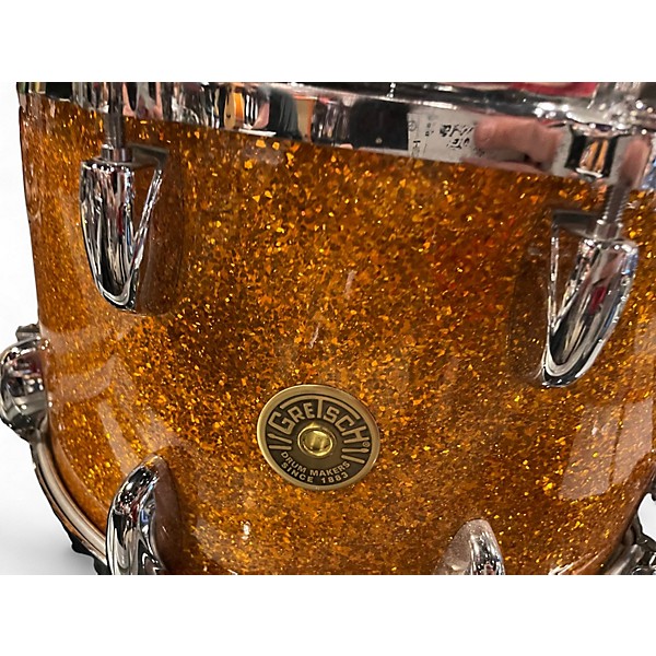 Used Gretsch Drums 14X7.5 USA Custom Brooklyn Snare GOLD SPARKLE NITRON Drum