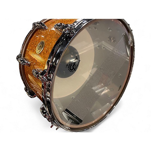 Used Gretsch Drums 14X7.5 USA Custom Brooklyn Snare GOLD SPARKLE NITRON Drum
