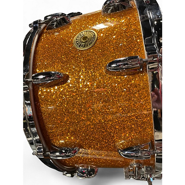 Used Gretsch Drums 14X7.5 USA Custom Brooklyn Snare GOLD SPARKLE NITRON Drum