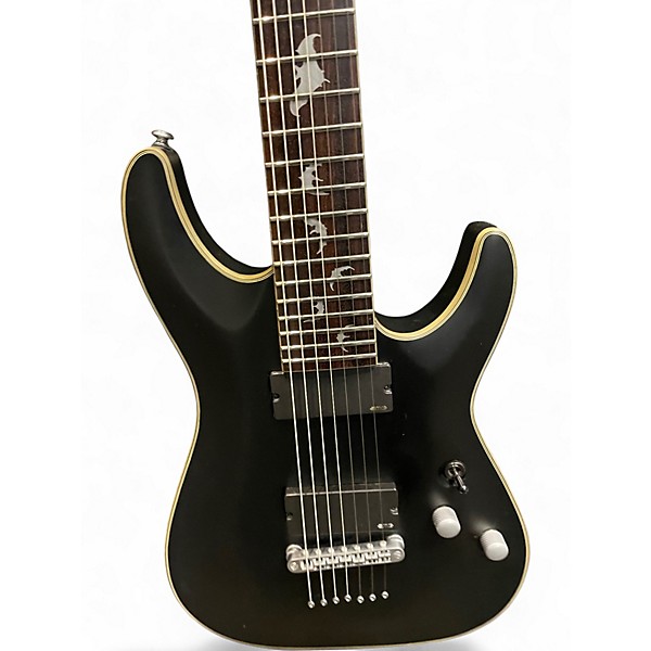 Used Schecter Guitar Research Damien Platinum 7 Black Solid Body Electric Guitar