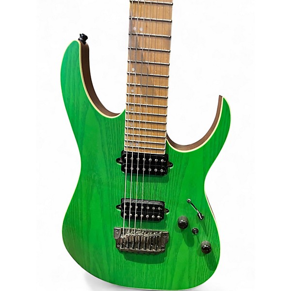 Used Ibanez RGR5227MFX Prestige Transparent Fluorescent Green Solid Body Electric Guitar