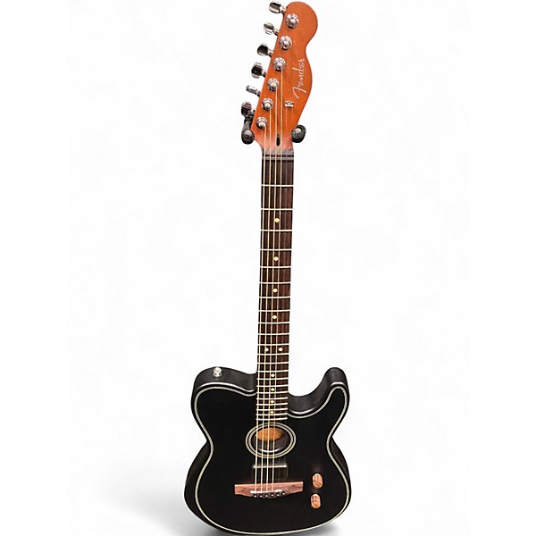 Used Fender Acoustasonic Telecaster Black Acoustic Electric Guitar