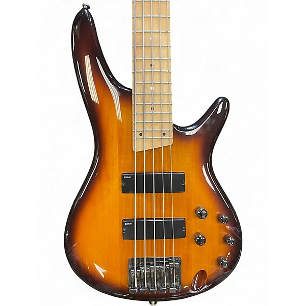 Used Ibanez SR375 5 String Orange Electric Bass Guitar