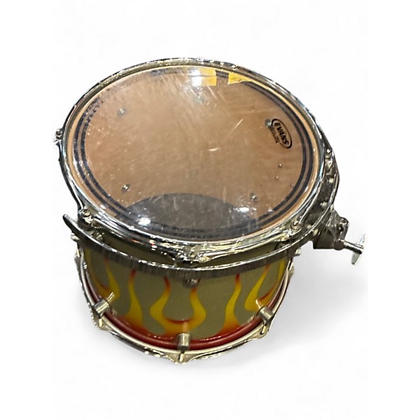 Used Spaun 5 Piece Custom Series Silver Holoflake Sunburst Flames Drum Kit