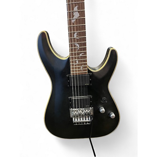 Used Schecter Guitar Research Damien Platinum Black Solid Body Electric Guitar