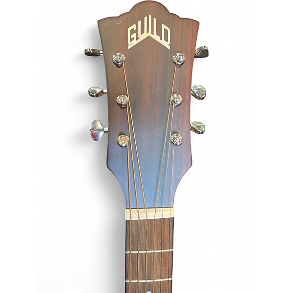 Used Guild om-240ce Flat Red Acoustic Electric Guitar