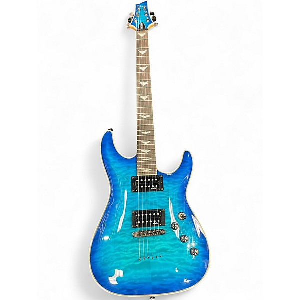 Used Schecter Guitar Research Omen Extreme 6 Ocean Blue Burst Solid Body Electric Guitar