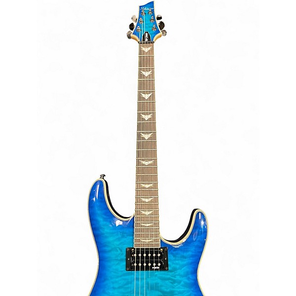 Used Schecter Guitar Research Omen Extreme 6 Ocean Blue Burst Solid Body Electric Guitar