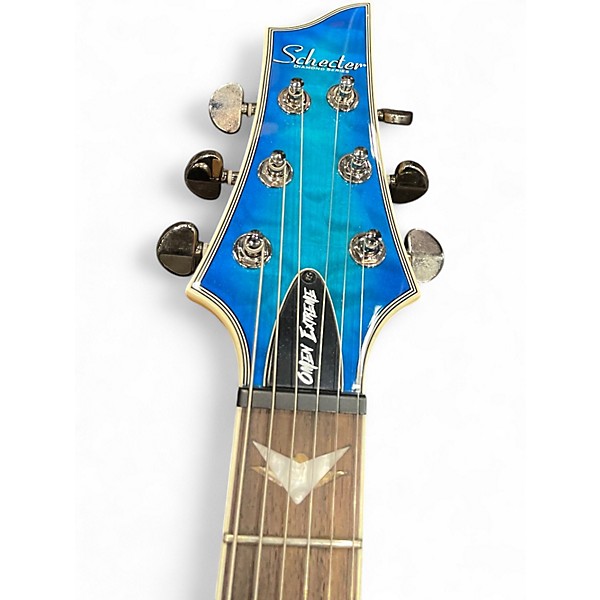 Used Schecter Guitar Research Omen Extreme 6 Ocean Blue Burst Solid Body Electric Guitar
