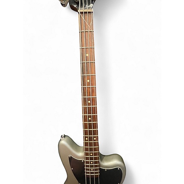 Used Squier JAGUAR BASS Silver Electric Bass Guitar