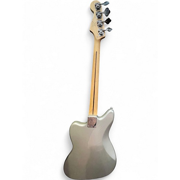 Used Squier JAGUAR BASS Silver Electric Bass Guitar
