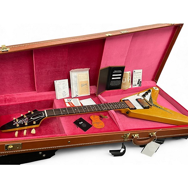 Used 2024 Gibson Custom Shop 1958 Korina Flying V Natural Solid Body Electric Guitar