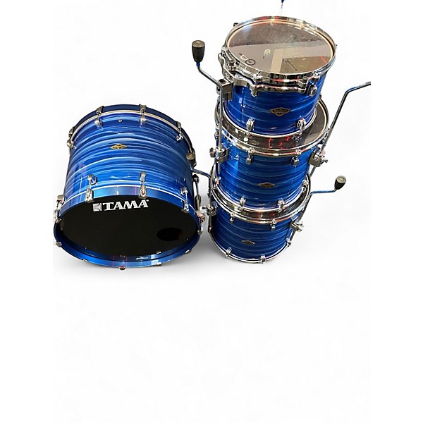 Used TAMA 4 Piece Starclassic Walnut/Birch Lacquer Ocean Blue Ripple Drum Kit