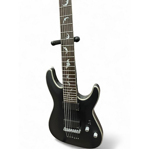Used Schecter Guitar Research Damien Platinum 7 Black Solid Body Electric Guitar