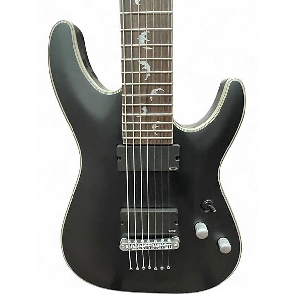 Used Schecter Guitar Research Damien Platinum 7 Black Solid Body Electric Guitar