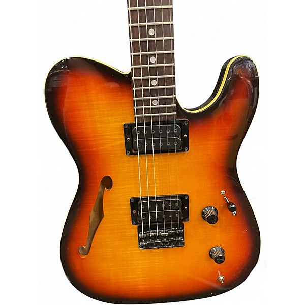 Vintage 1990 Fender HMT Telecater Sunburst Hollow Body Electric Guitar