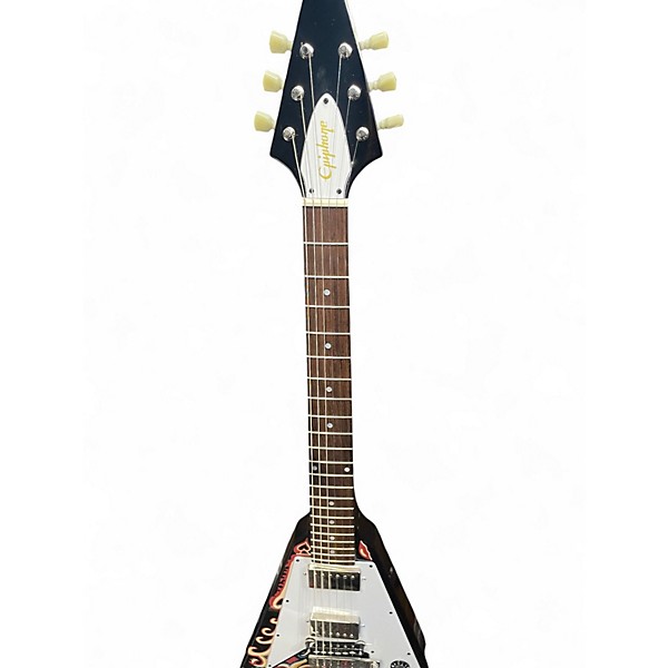 Used Epiphone Jimi Hendrix Signature "Love Drops" Flying V Black Solid Body Electric Guitar
