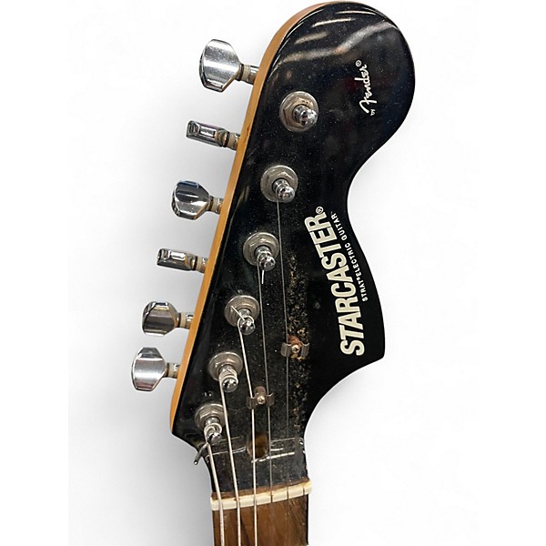 Used Starcaster by Fender Stratocaster Black Sparkle Solid Body Electric Guitar
