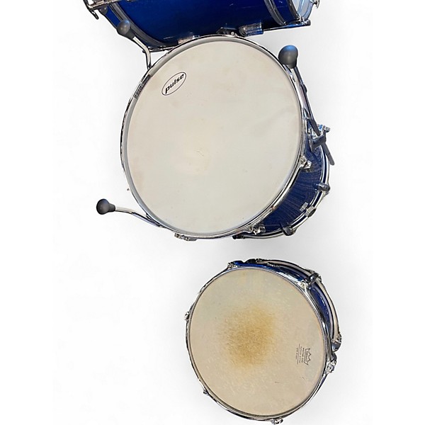 Used 1970s Silvertone 3 Piece Sparkle blue  Drum Kit
