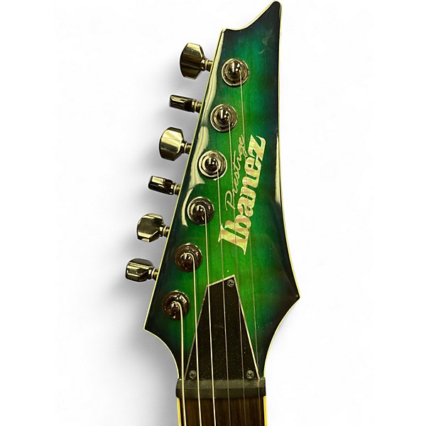 Used Ibanez S6521Q PRESTIGE GREEN BURST Solid Body Electric Guitar